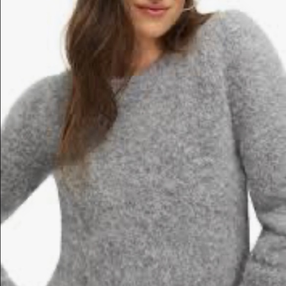 H&M Mohair Wool Puff Sleeve Fuzzy Sweater - Grey - Picture 6 of 7